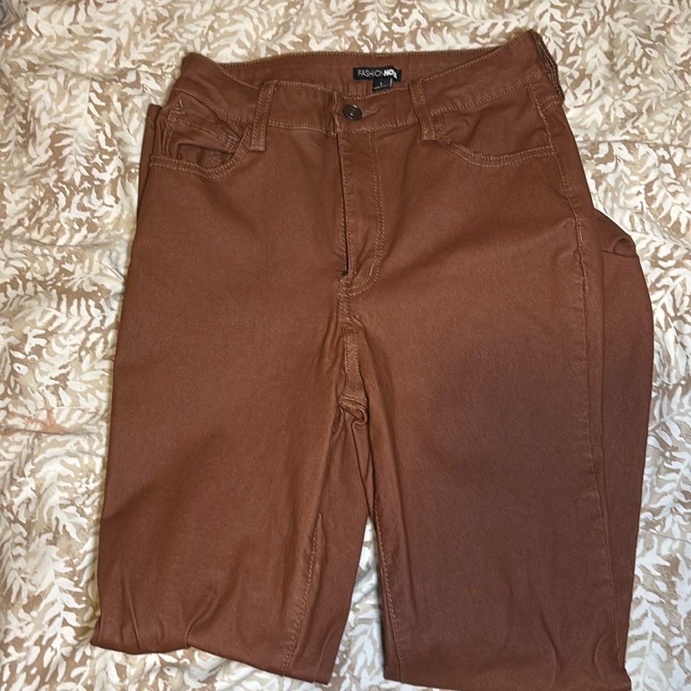Brown leather pants
